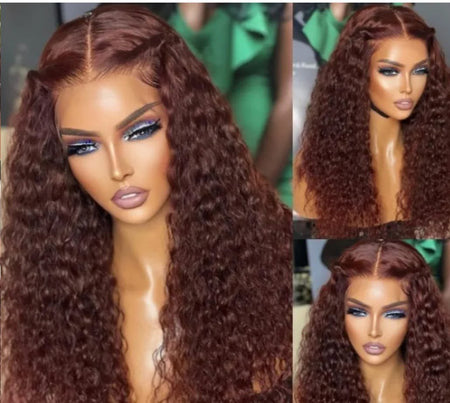 Our sexy 33B Dark Auburn Water Wave Front Wig in 13x4 Lace