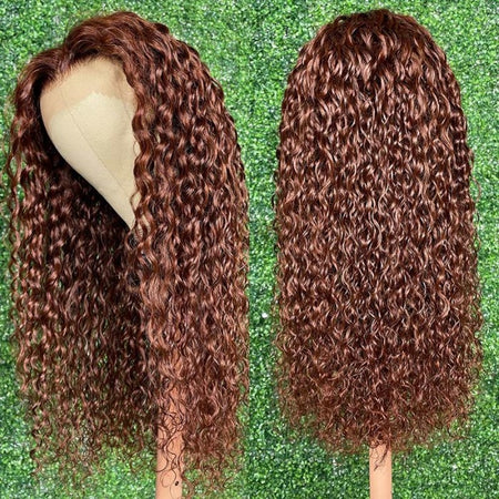 Our sexy 33B Dark Auburn Water Wave Front Wig in 13x4 Lace